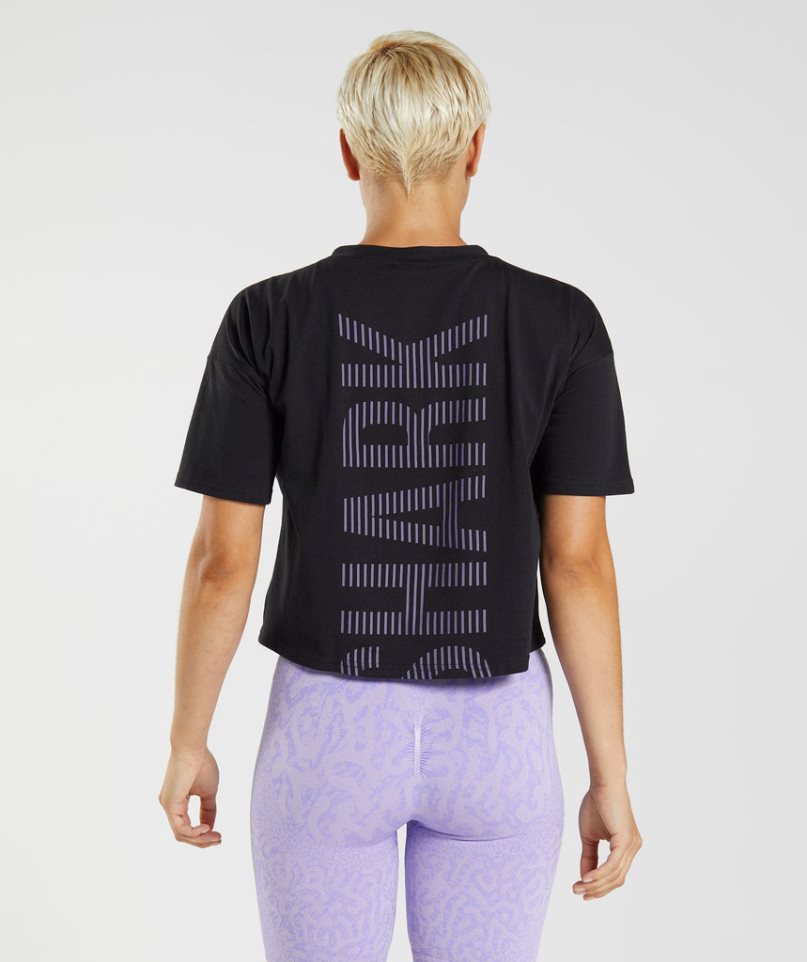 Women's Gymshark 315 Midi T-Shirts Black | NZ 0BFWAN